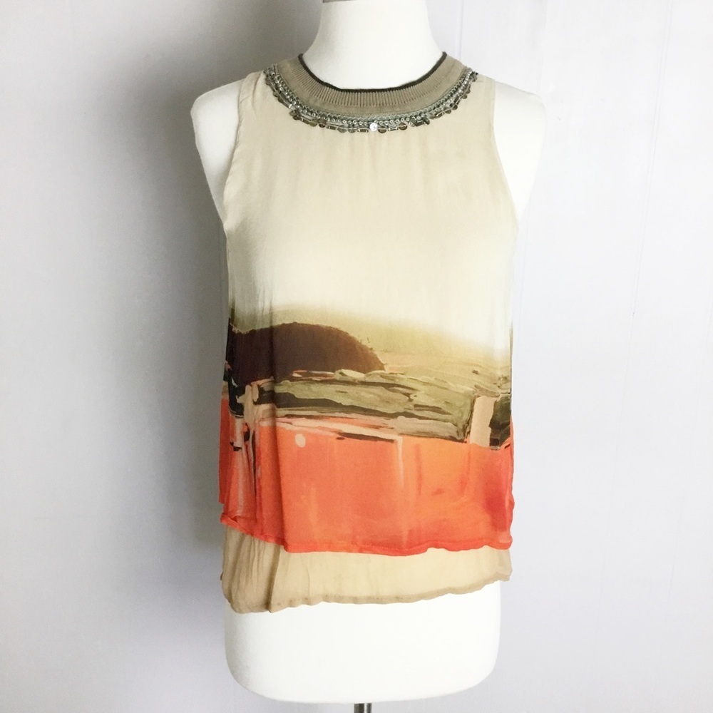 Anthropologie Blank London High Desert Shell Sleeveless Woman’s Top Size XS